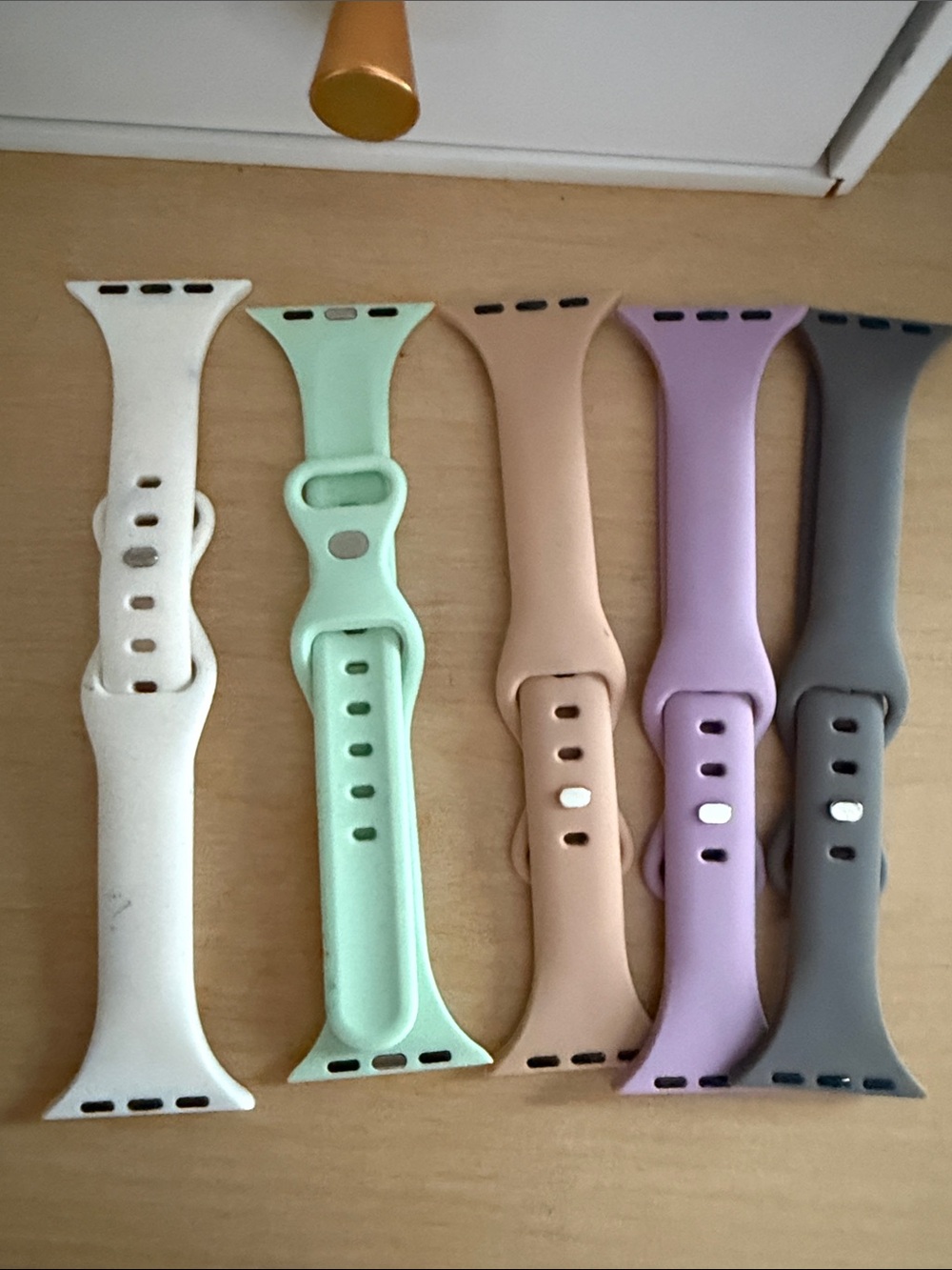 Silicone Replacement Smartwatch Bands - Lavender, Gray, Mint, Tan and white